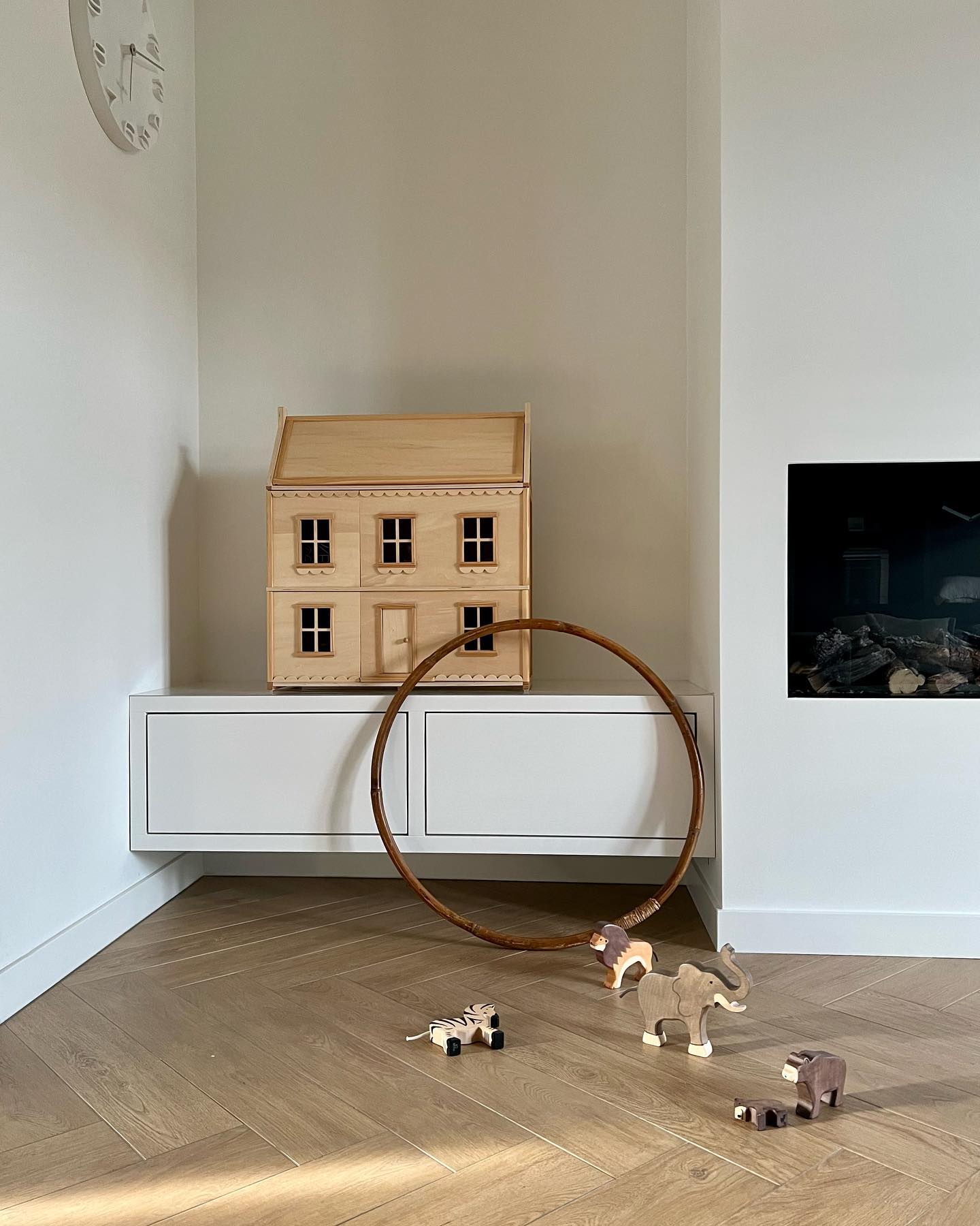 Houten poppenhuis meubels 19-delige set MINT GRIJS
