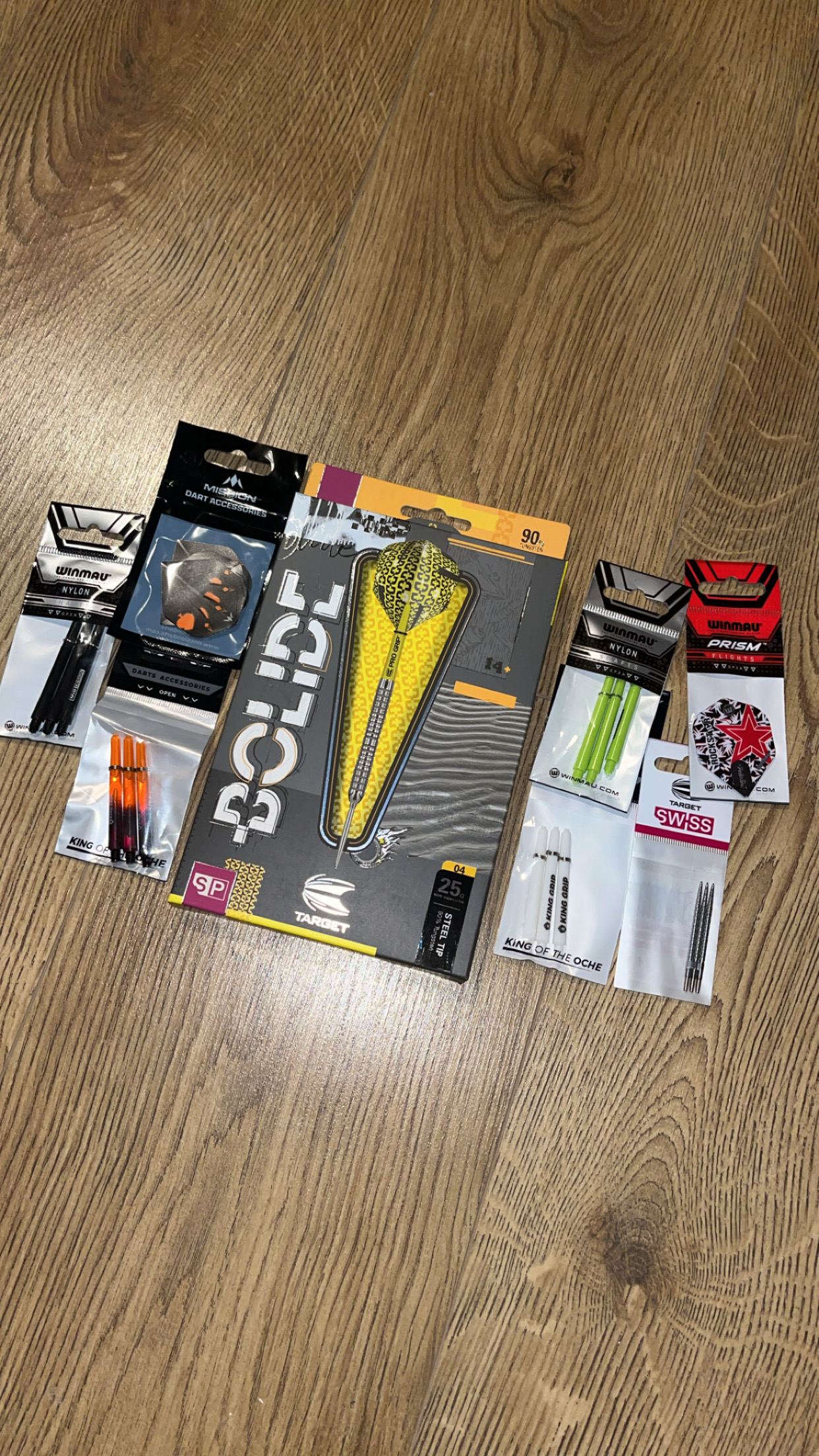 Delighted with me new 25g Swiss point target darts, shafts and flights to go with them. They’ll keep me going for another while. I’ll be back. Thank you 