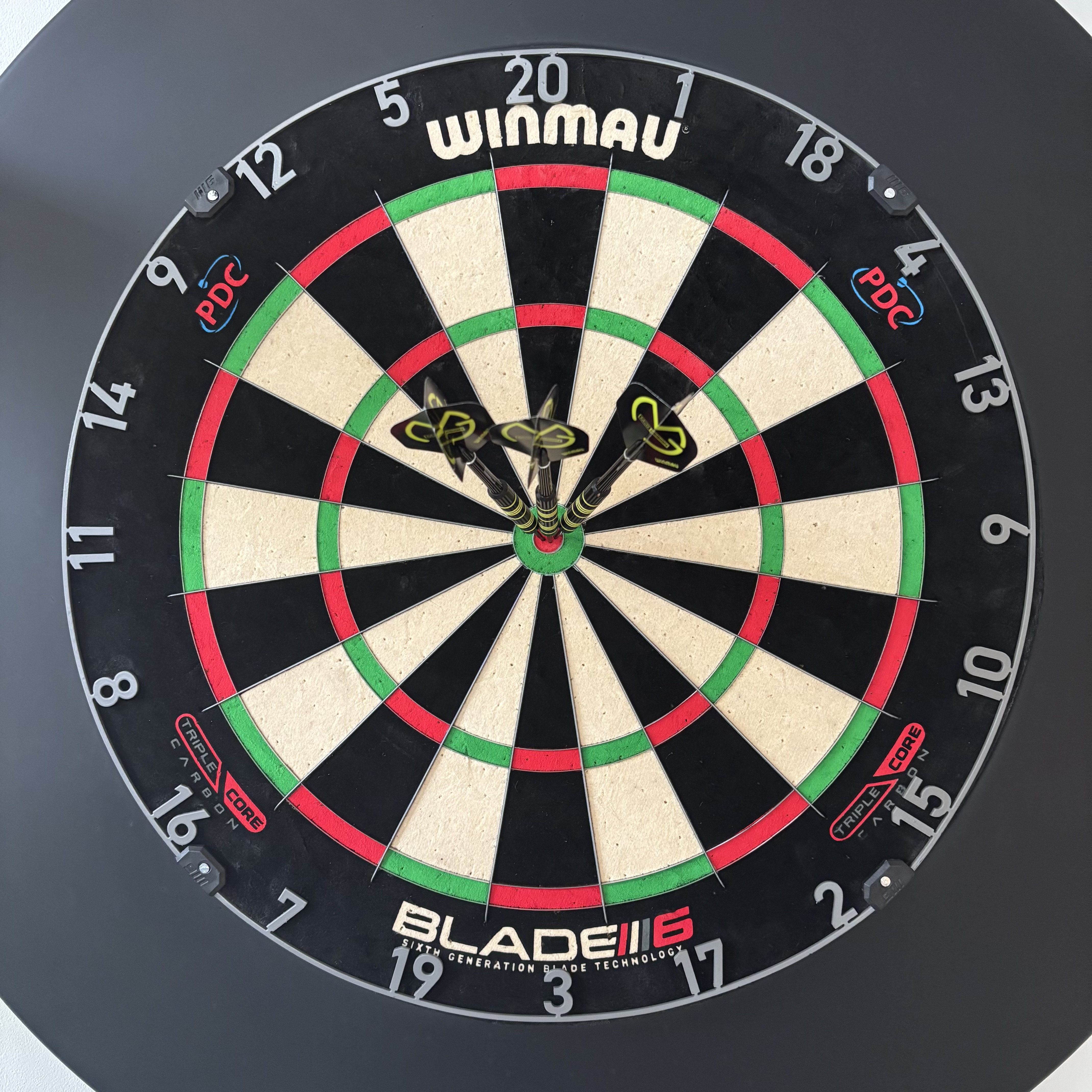Dartbord met surround en pijlen