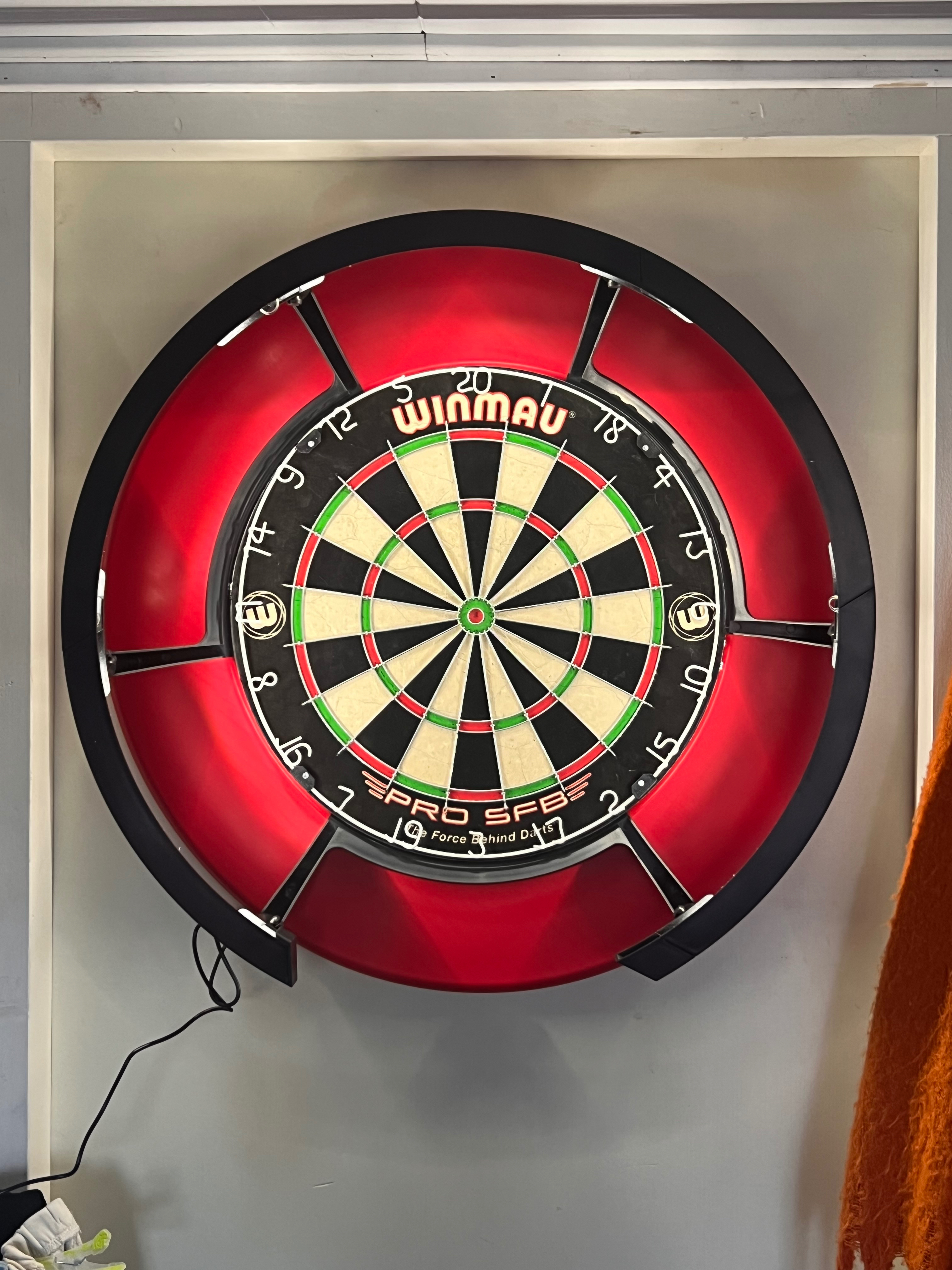 Setup zodat mijn zoon ook kan beginnen met darten.