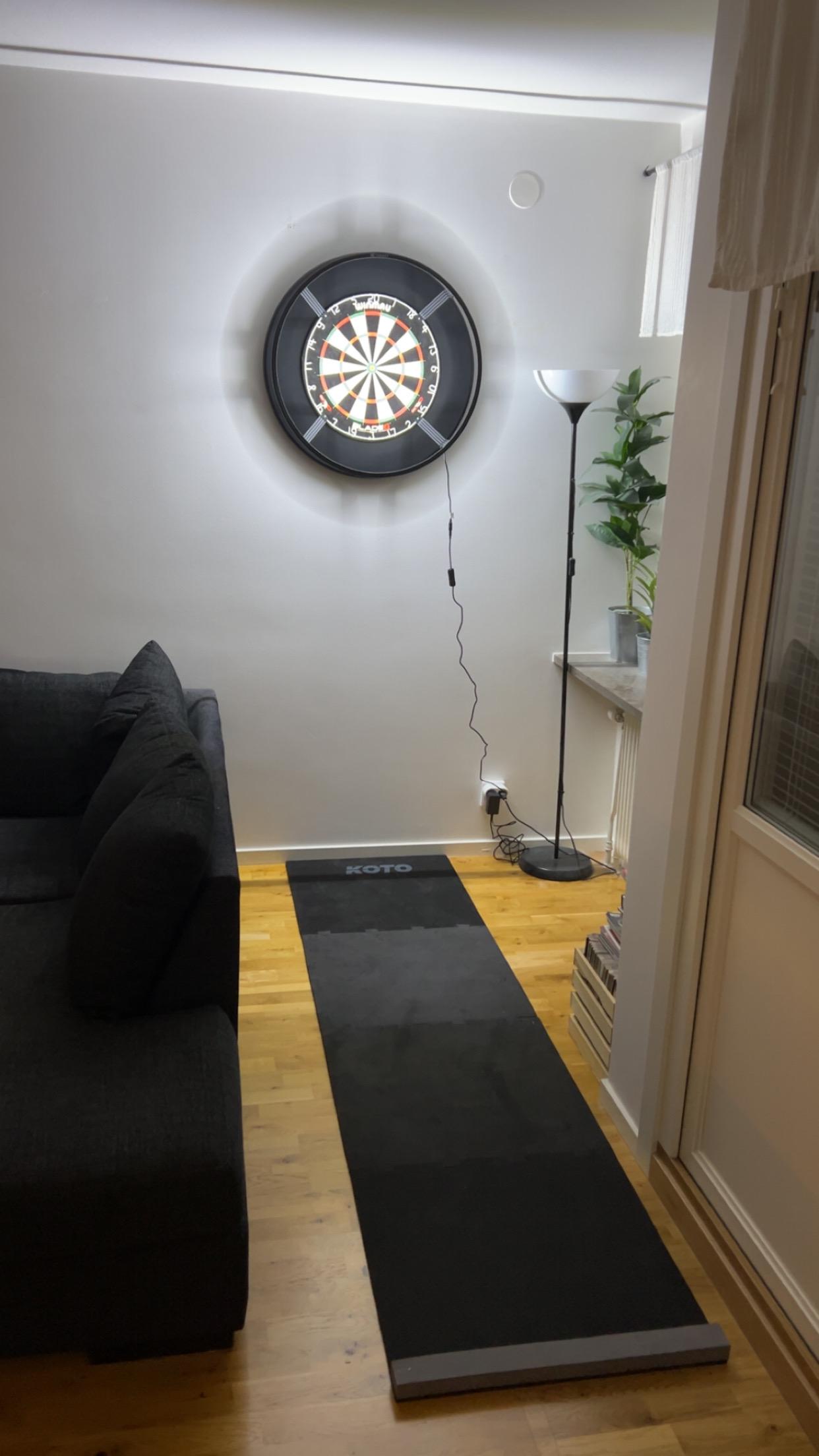 Winmau Blade 6, Target Corona Vision, KOTO puzzle mat and KOTO surround. 
