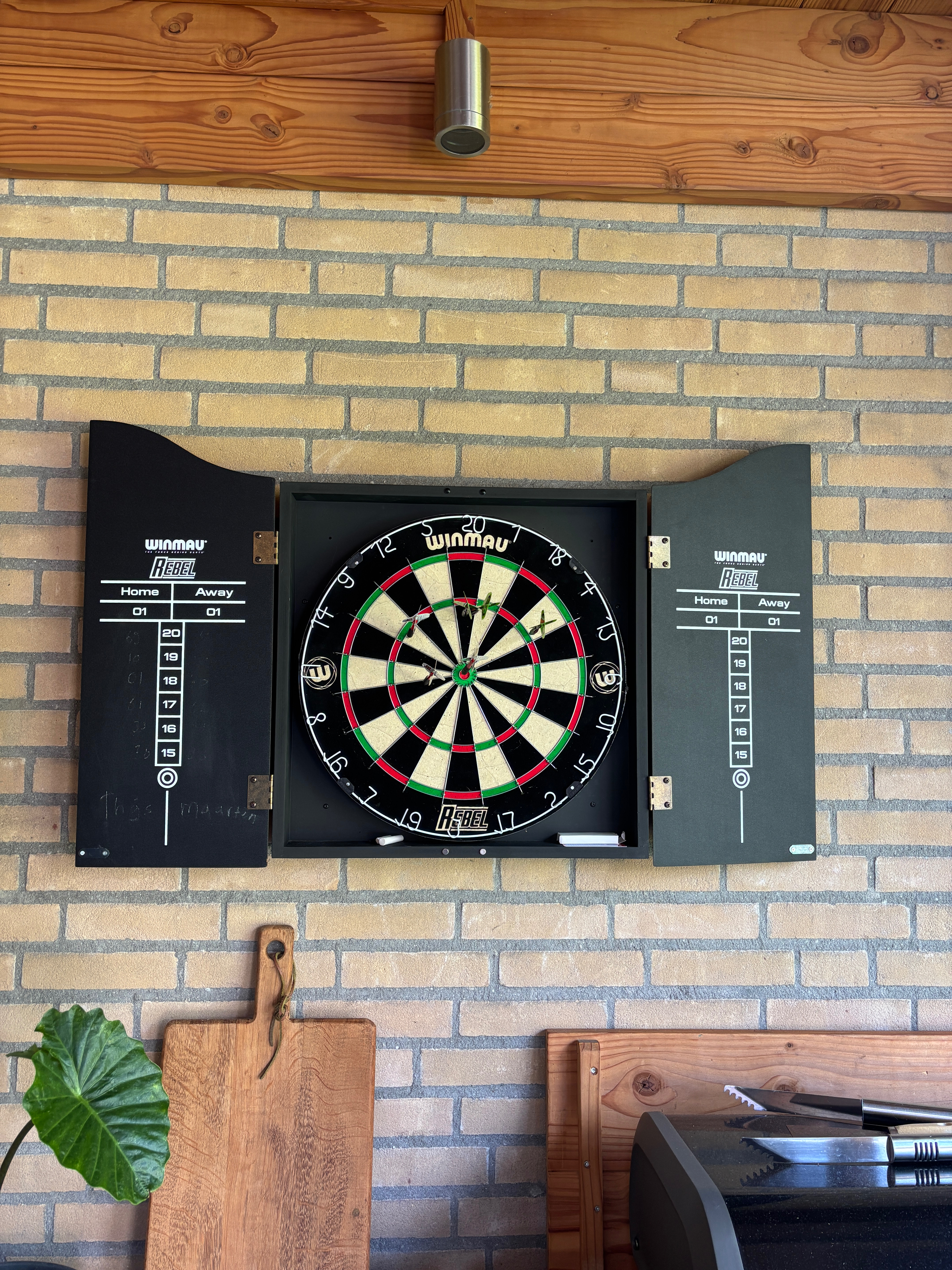 Helemaal blij met ons nieuwe dartbord 