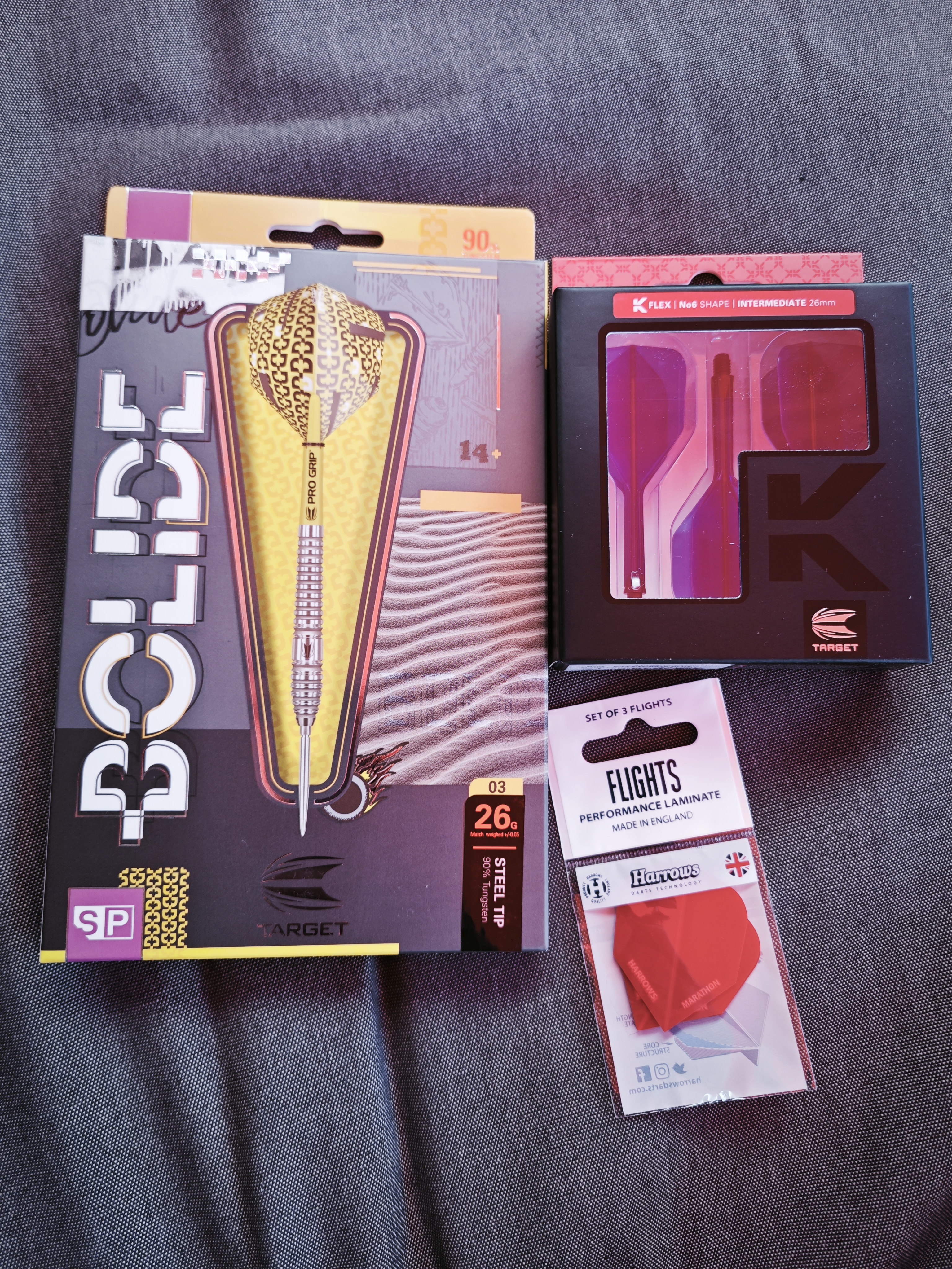 Target Bolide 03 sp 26gr. + Target Kflex no.6 intermediate + no.6 harrows flights