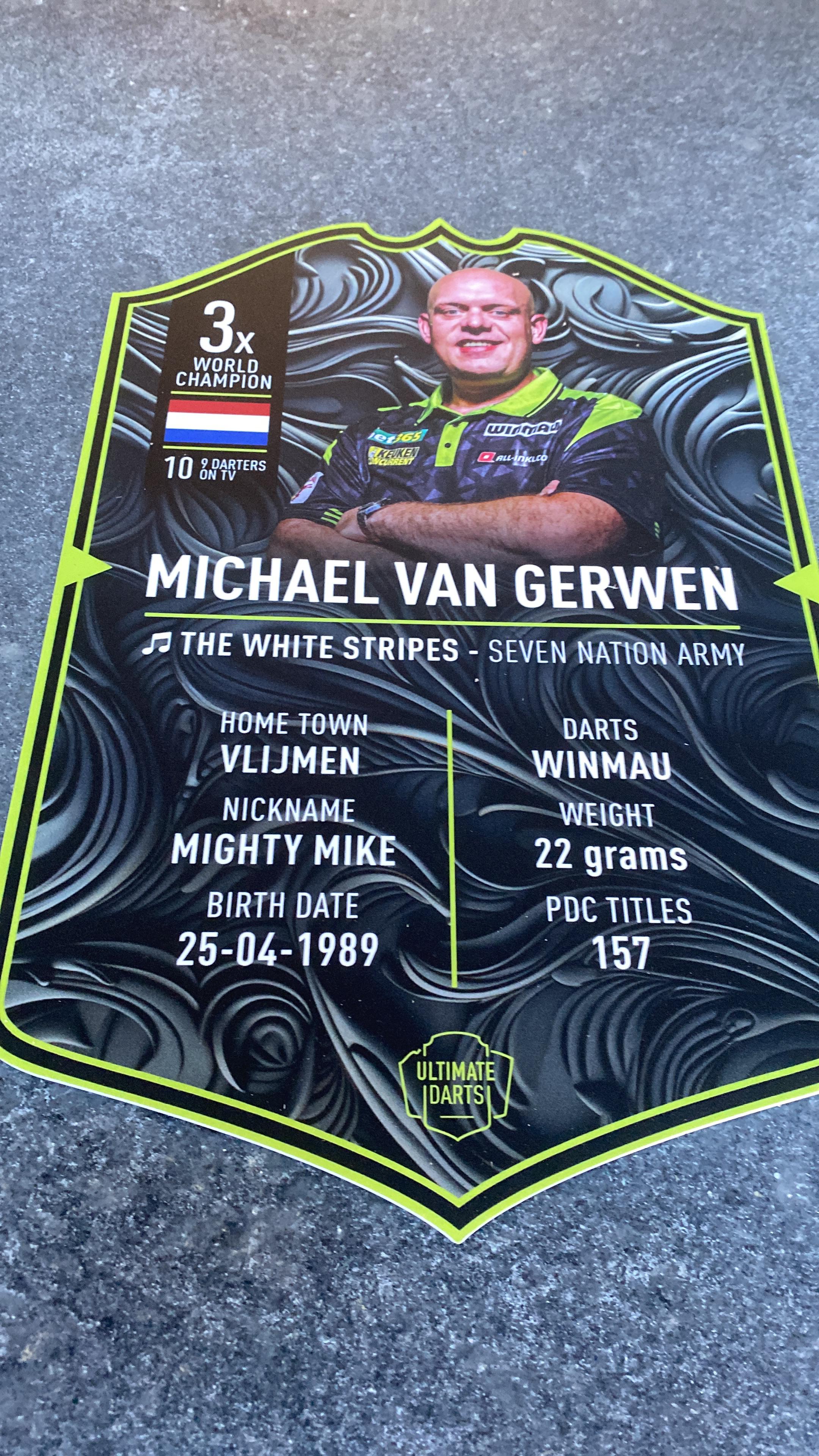 Van Gerwen darts card
